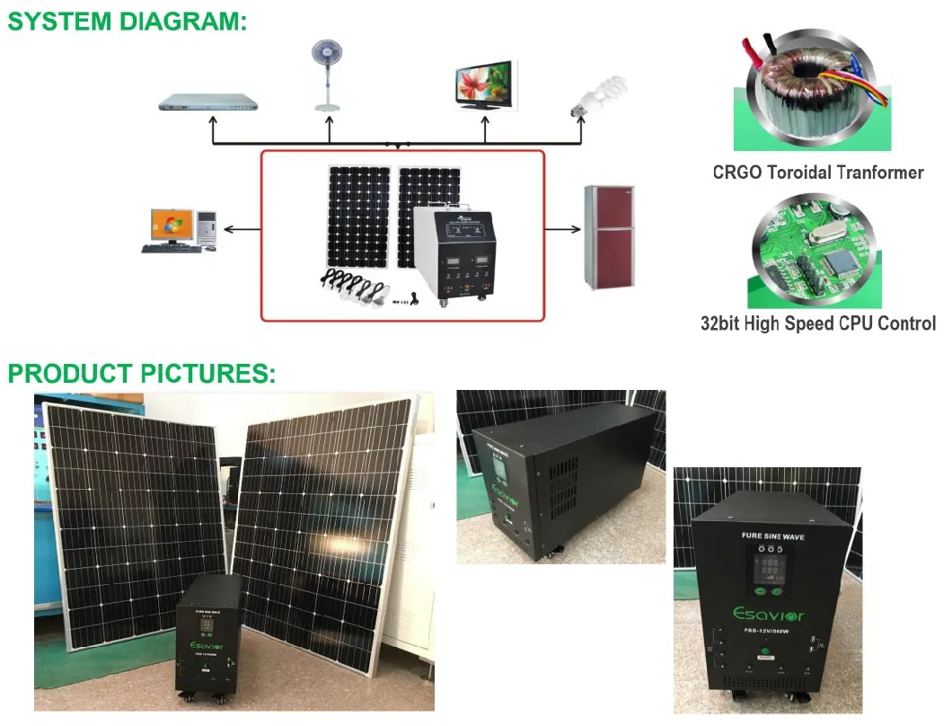 Portable 150W-5000W Modified Pure Sine Wave DC/AC Hybrid Home/Car Solar Power Inverters/PV in Charger and MPPT Controller/Max 5kVA off-Girld System/UPS Inverter